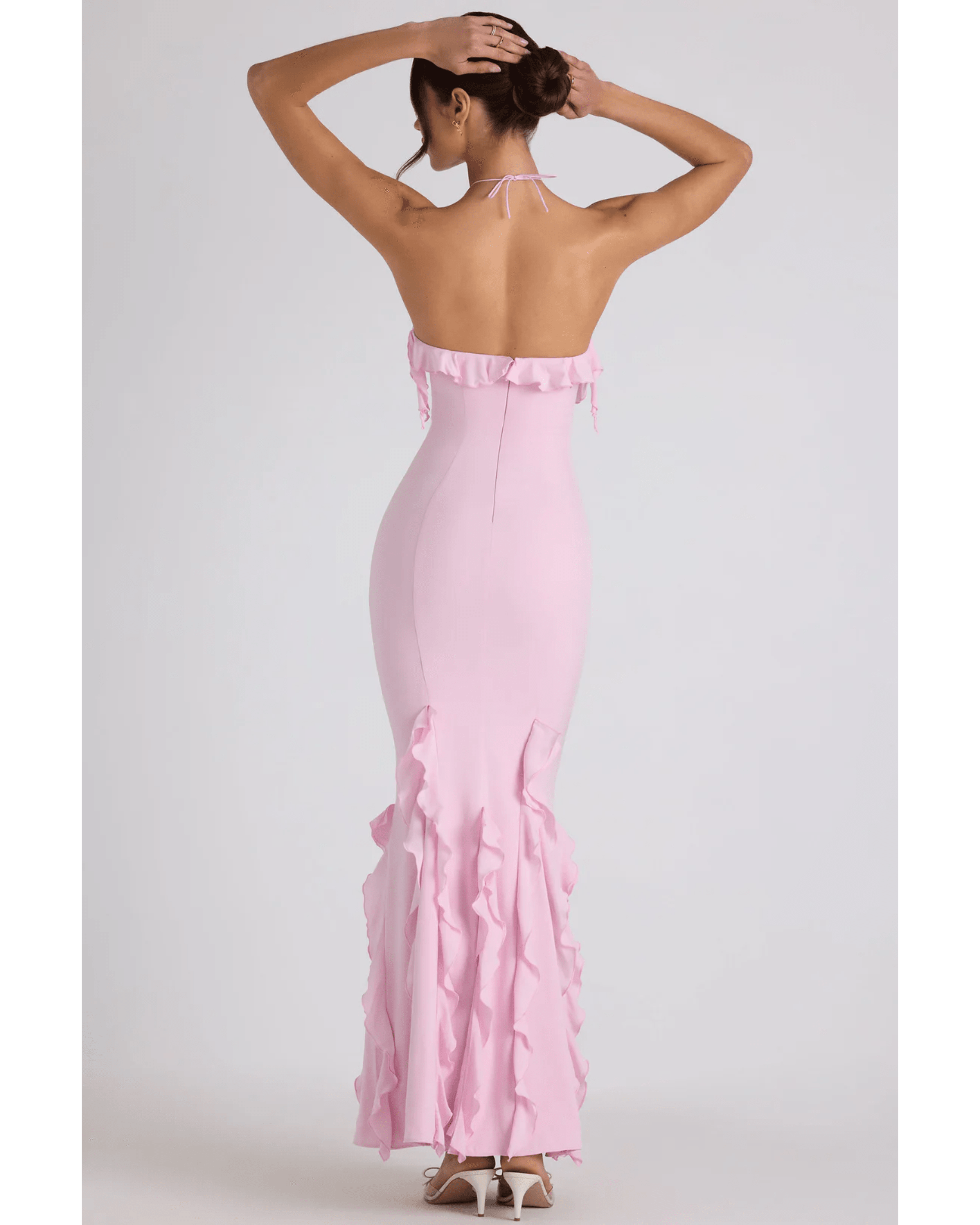 Mireya Ruffle-Trim Halterneck Gown - Endless - UAE Rental and Resale for Women's Fashion