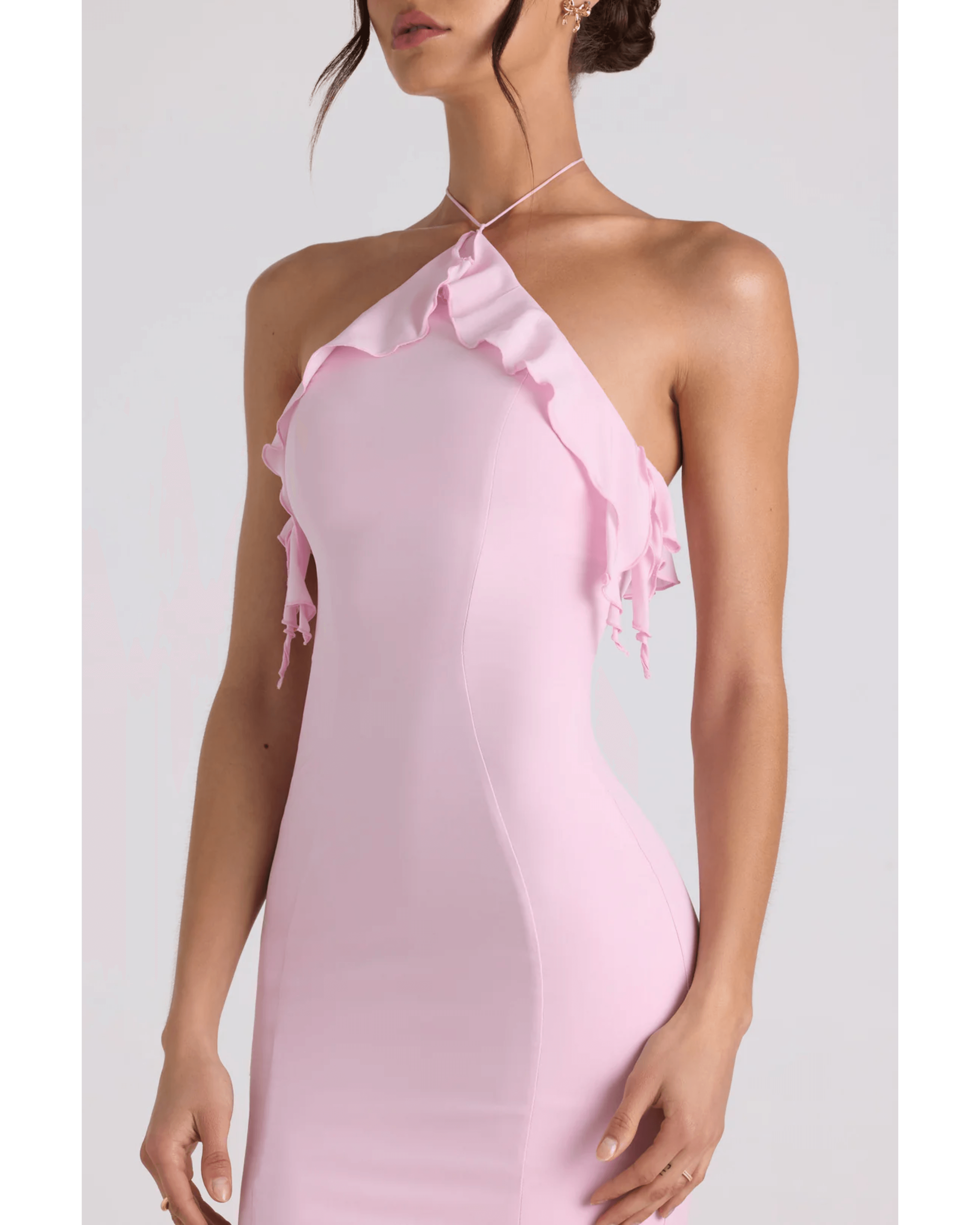 Mireya Ruffle-Trim Halterneck Gown - Endless - UAE Rental and Resale for Women's Fashion