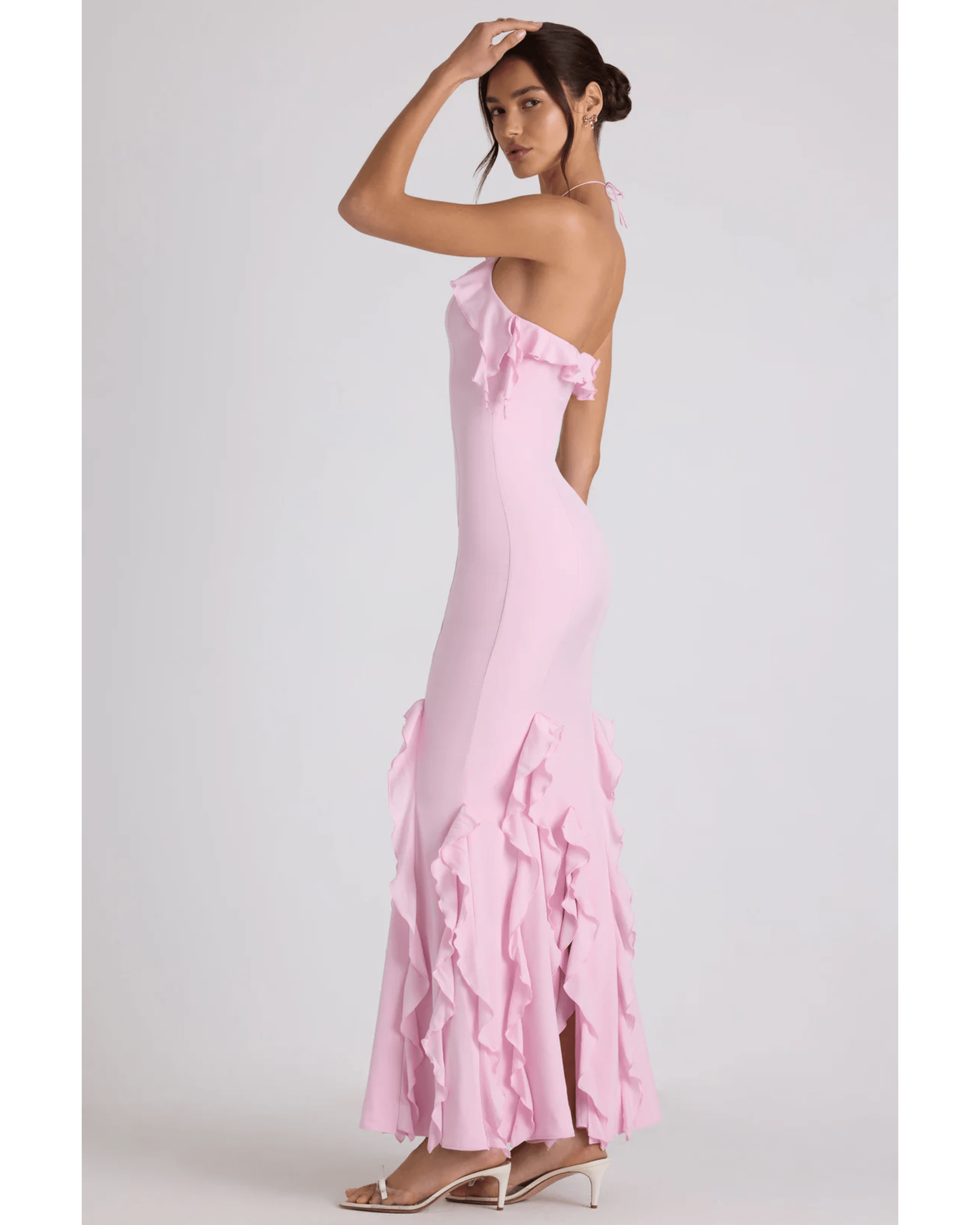 Mireya Ruffle-Trim Halterneck Gown - Endless - UAE Rental and Resale for Women's Fashion