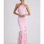 Mireya Ruffle-Trim Halterneck Gown - Endless - UAE Rental and Resale for Women's Fashion