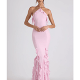Mireya Ruffle-Trim Halterneck Gown - Endless - UAE Rental and Resale for Women's Fashion