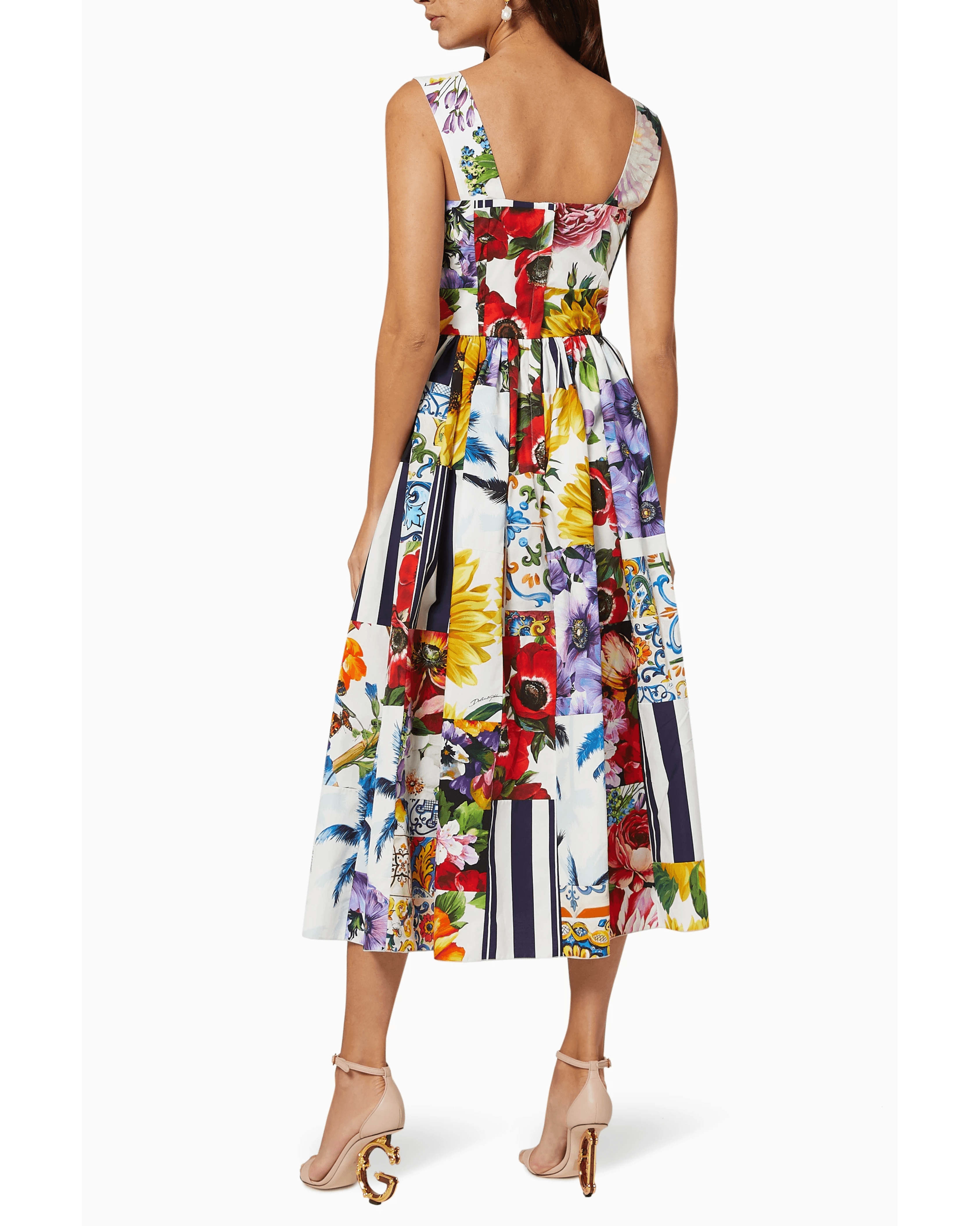 Multicolor Floral Print Cotton Sleeveless Midi Dress - Endless - UAE Rental and Resale for Women's Fashion