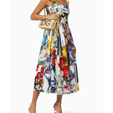 Multicolor Floral Print Cotton Sleeveless Midi Dress - Endless - UAE Rental and Resale for Women's Fashion