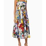 Multicolor Floral Print Cotton Sleeveless Midi Dress - Endless - UAE Rental and Resale for Women's Fashion