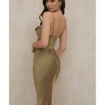 Myrna Green Olive Corset Slip Dress - Endless - UAE Rental and Resale for Women's Fashion