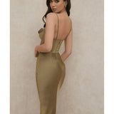 Myrna Green Olive Corset Slip Dress - Endless - UAE Rental and Resale for Women's Fashion