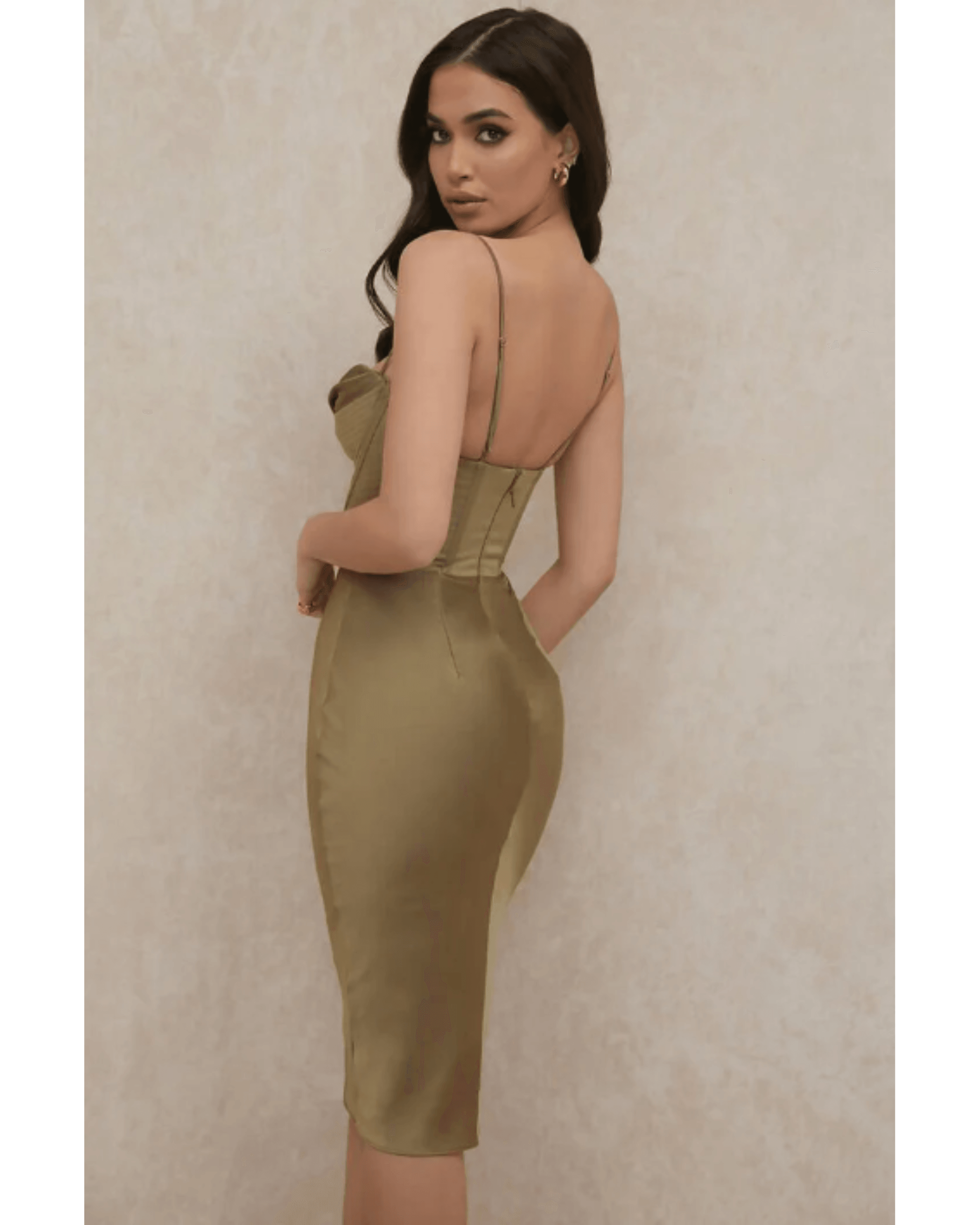 Myrna Green Olive Corset Slip Dress - Endless - UAE Rental and Resale for Women's Fashion
