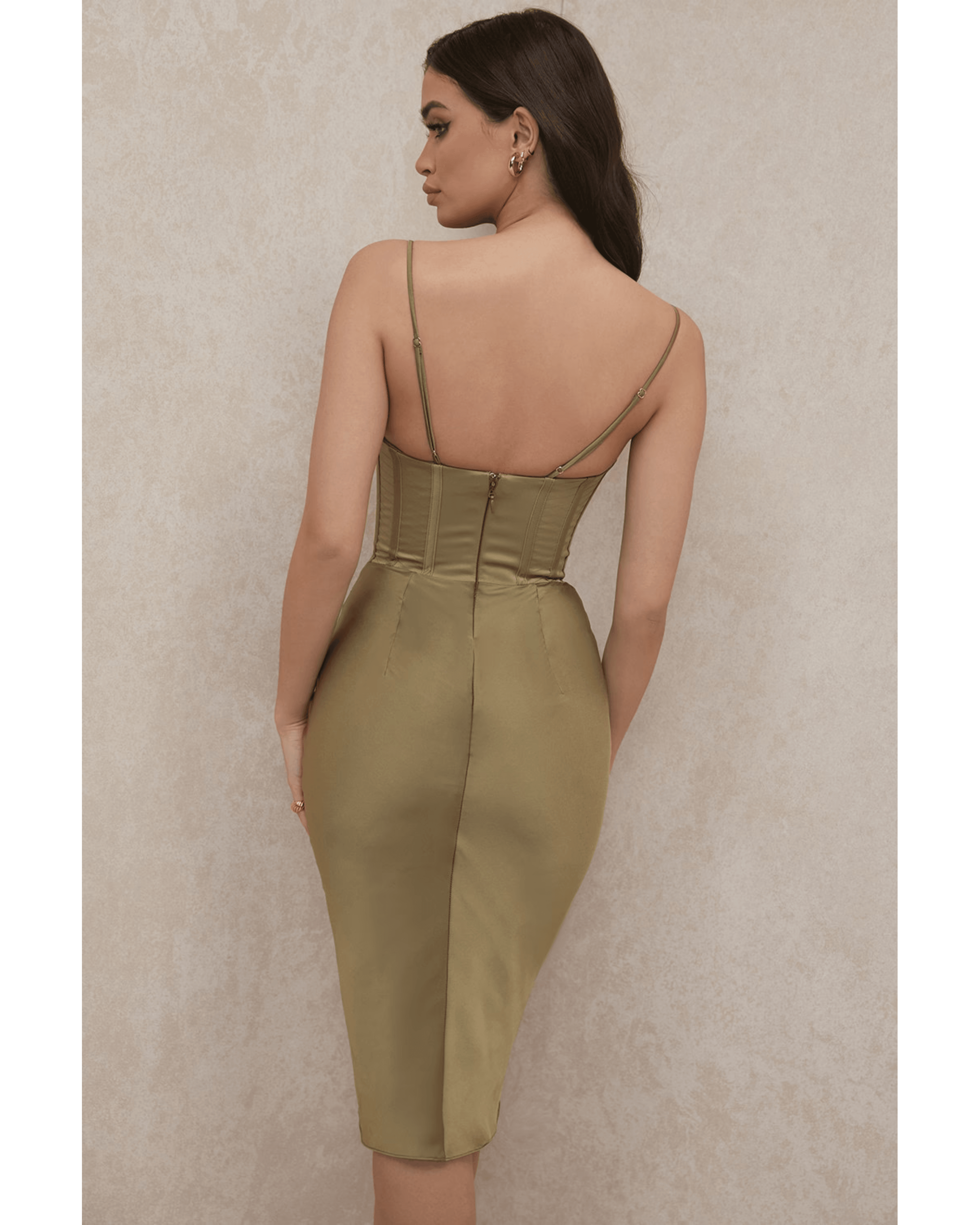 Myrna Olive Corset Slip Dress - Endless - UAE Rental and Resale for Women's Fashion