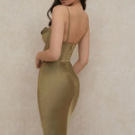 Myrna Olive Green Slip Dress - Endless - UAE Rental and Resale for Women's Fashion