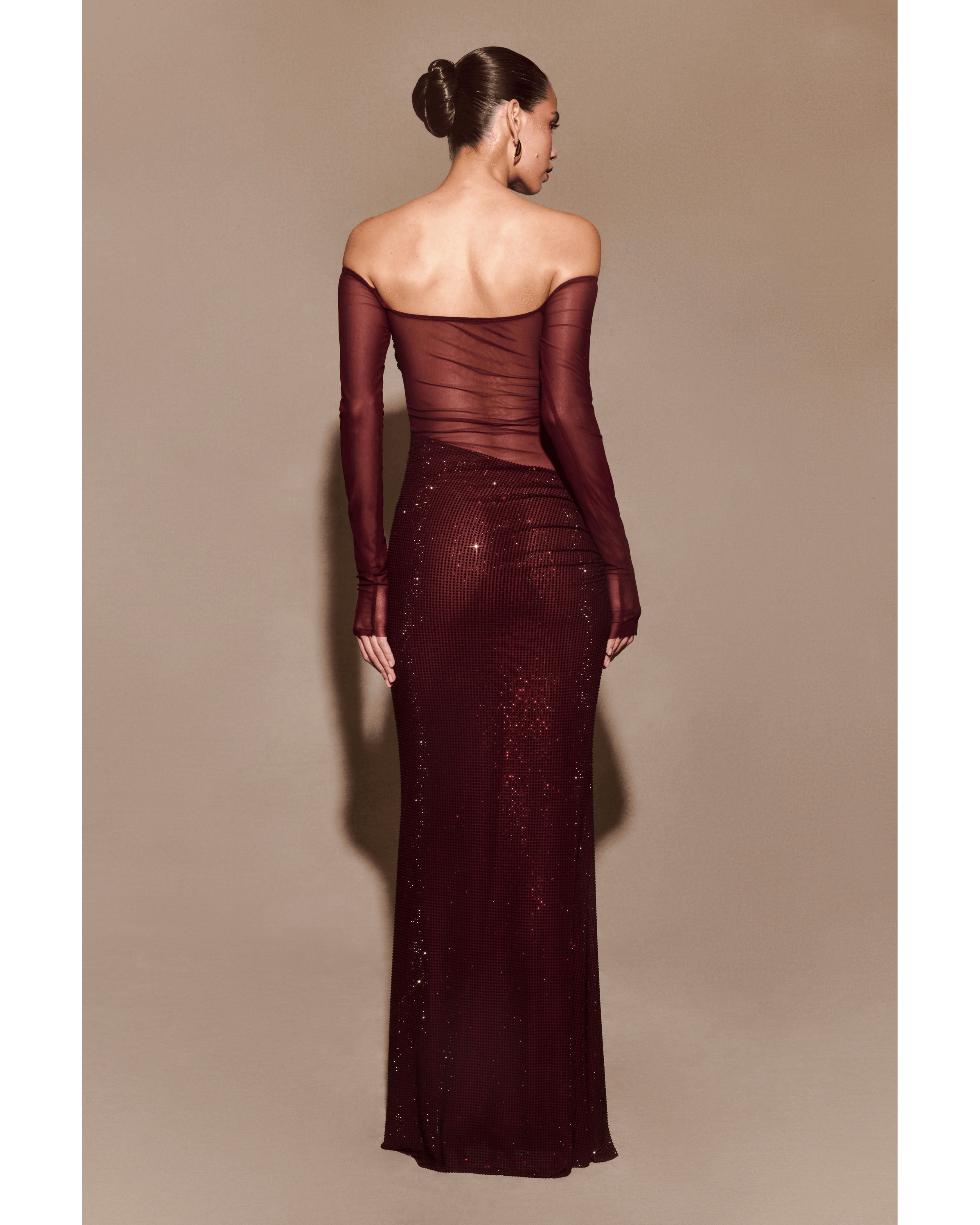 Nash Diamante Off Shoulder Maxi Dress - Endless - UAE Rental and Resale for Women's Fashion