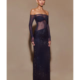Nash Diamante Off Shoulder Maxi Dress - Endless - UAE Rental and Resale for Women's Fashion