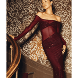 Nash Diamante Off Shoulder Maxi Dress - Endless - UAE Rental and Resale for Women's Fashion