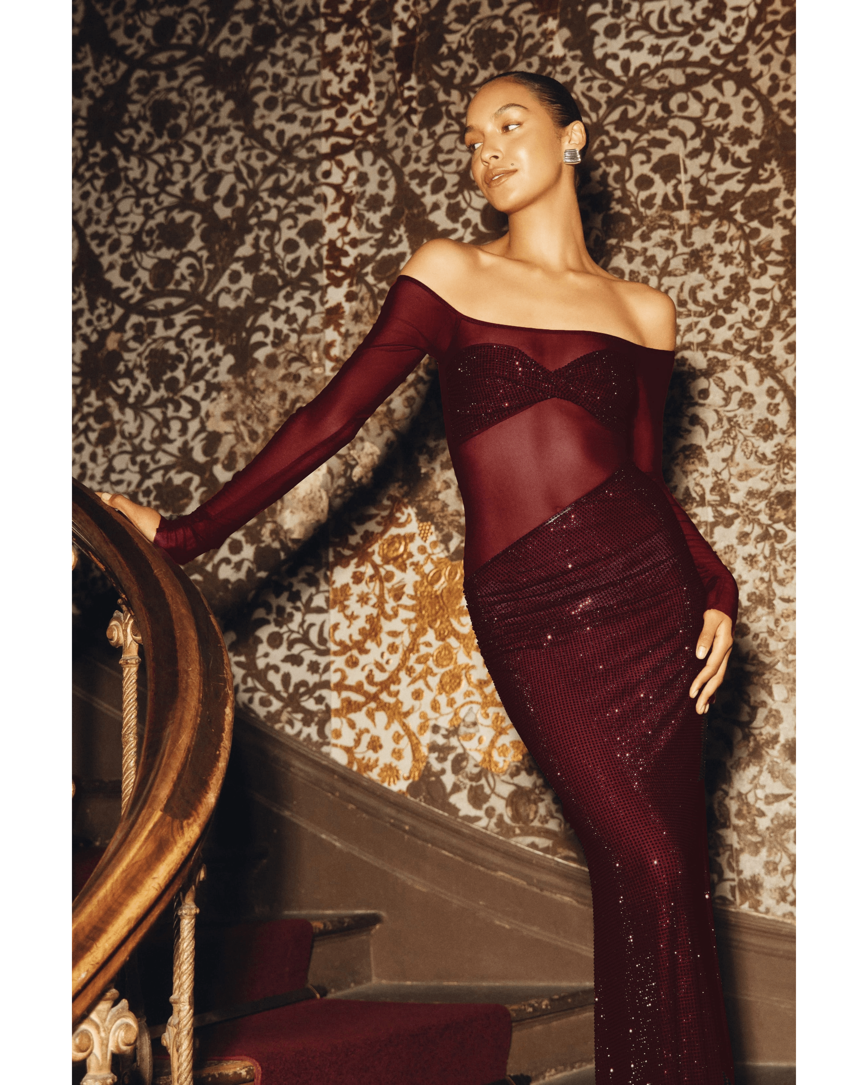 Nash Diamante Off Shoulder Maxi Dress - Endless - UAE Rental and Resale for Women's Fashion