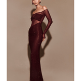Nash Diamante Off Shoulder Maxi Dress - Endless - UAE Rental and Resale for Women's Fashion