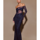 Nash Diamante Off Shoulder Maxi Dress - Endless - UAE Rental and Resale for Women's Fashion