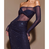 Nash Diamante Off Shoulder Maxi Dress - Endless - UAE Rental and Resale for Women's Fashion