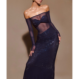 Nash Diamante Off Shoulder Maxi Dress - Endless - UAE Rental and Resale for Women's Fashion