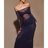 Nash Diamante Off Shoulder Maxi Dress - Endless - UAE Rental and Resale for Women's Fashion
