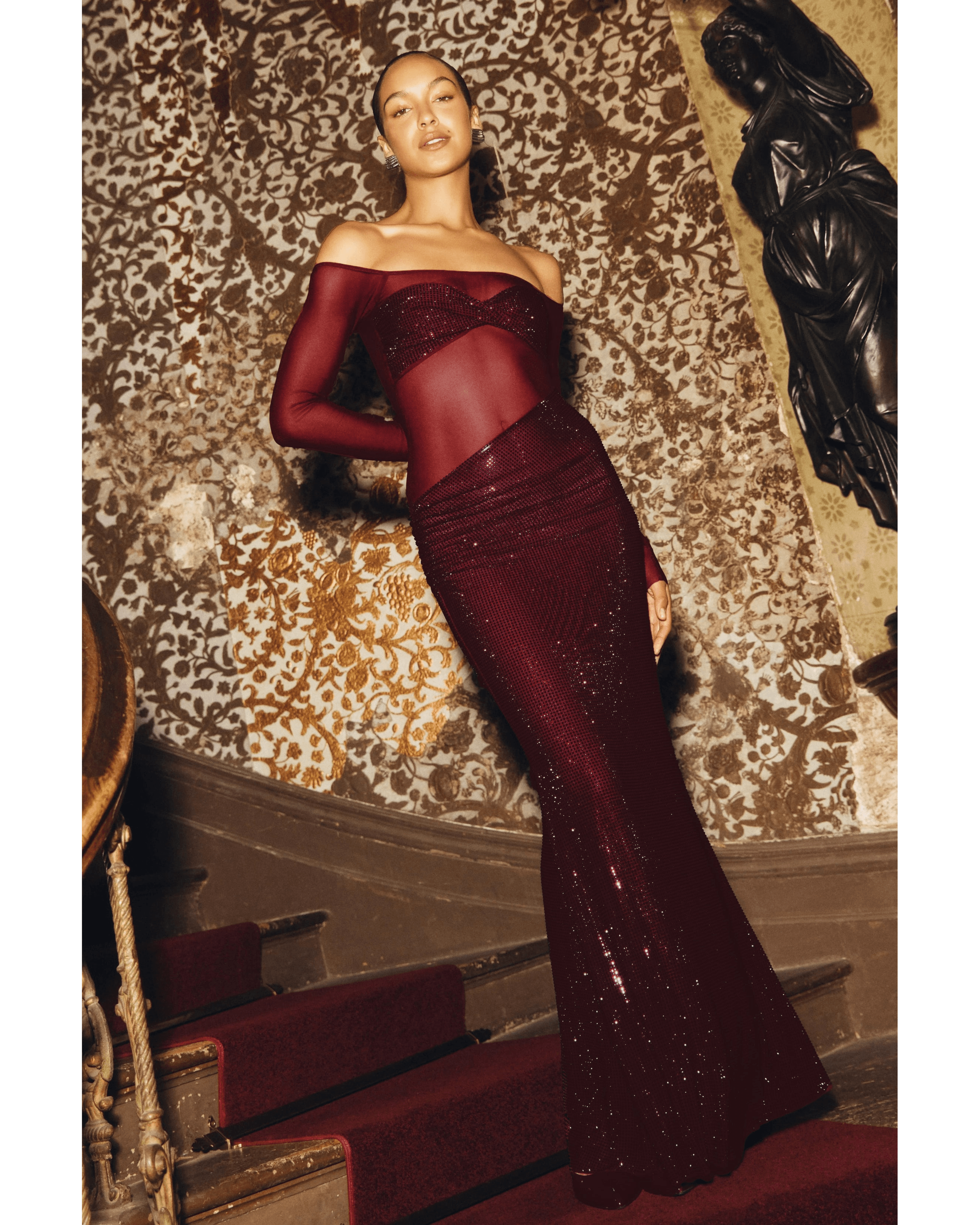 Nash Diamante Off Shoulder Maxi Dress - Endless - UAE Rental and Resale for Women's Fashion