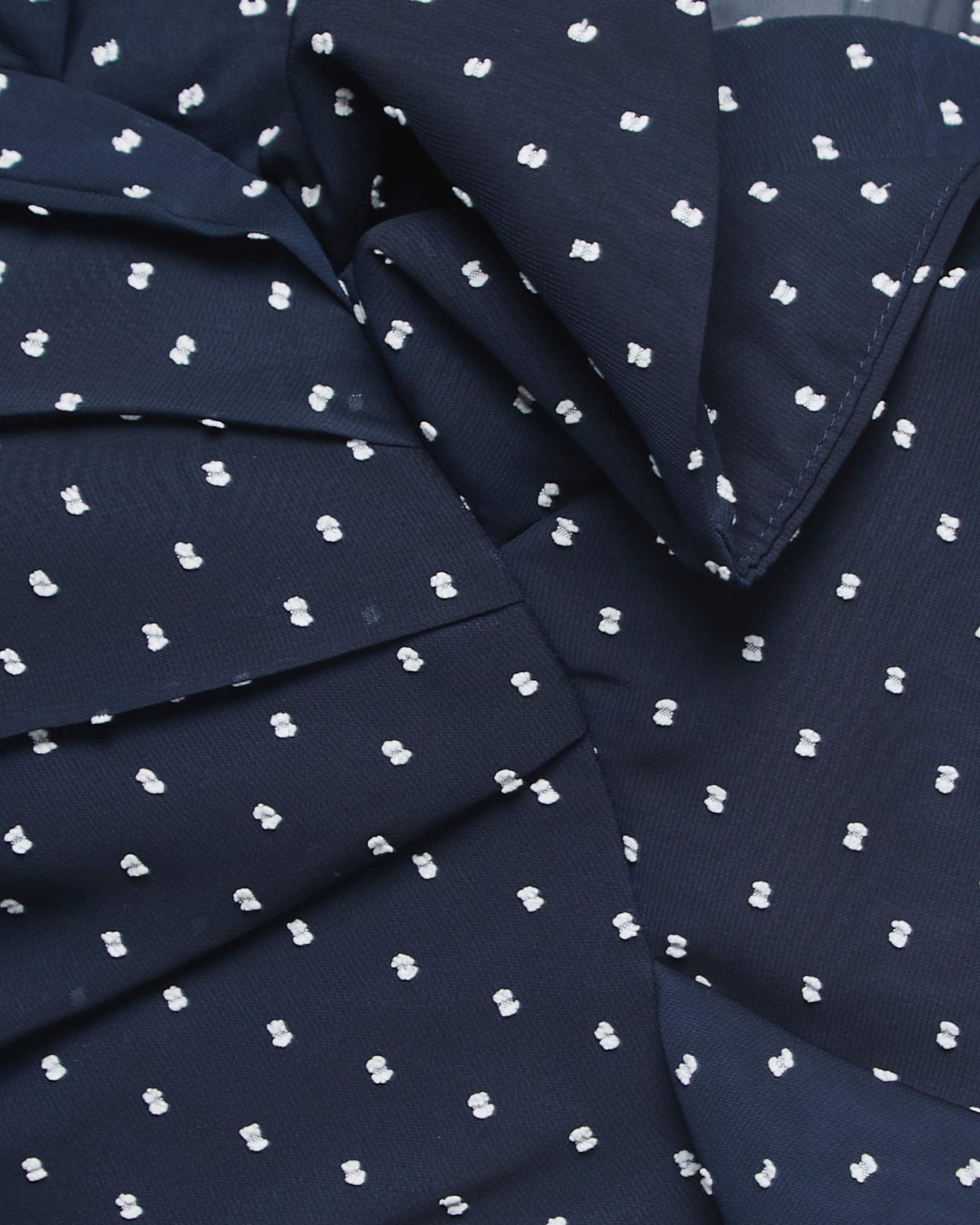 Navy Blue Swiss Dot Draped One Shoulder Blouse - Endless - UAE Rental and Resale for Women's Fashion