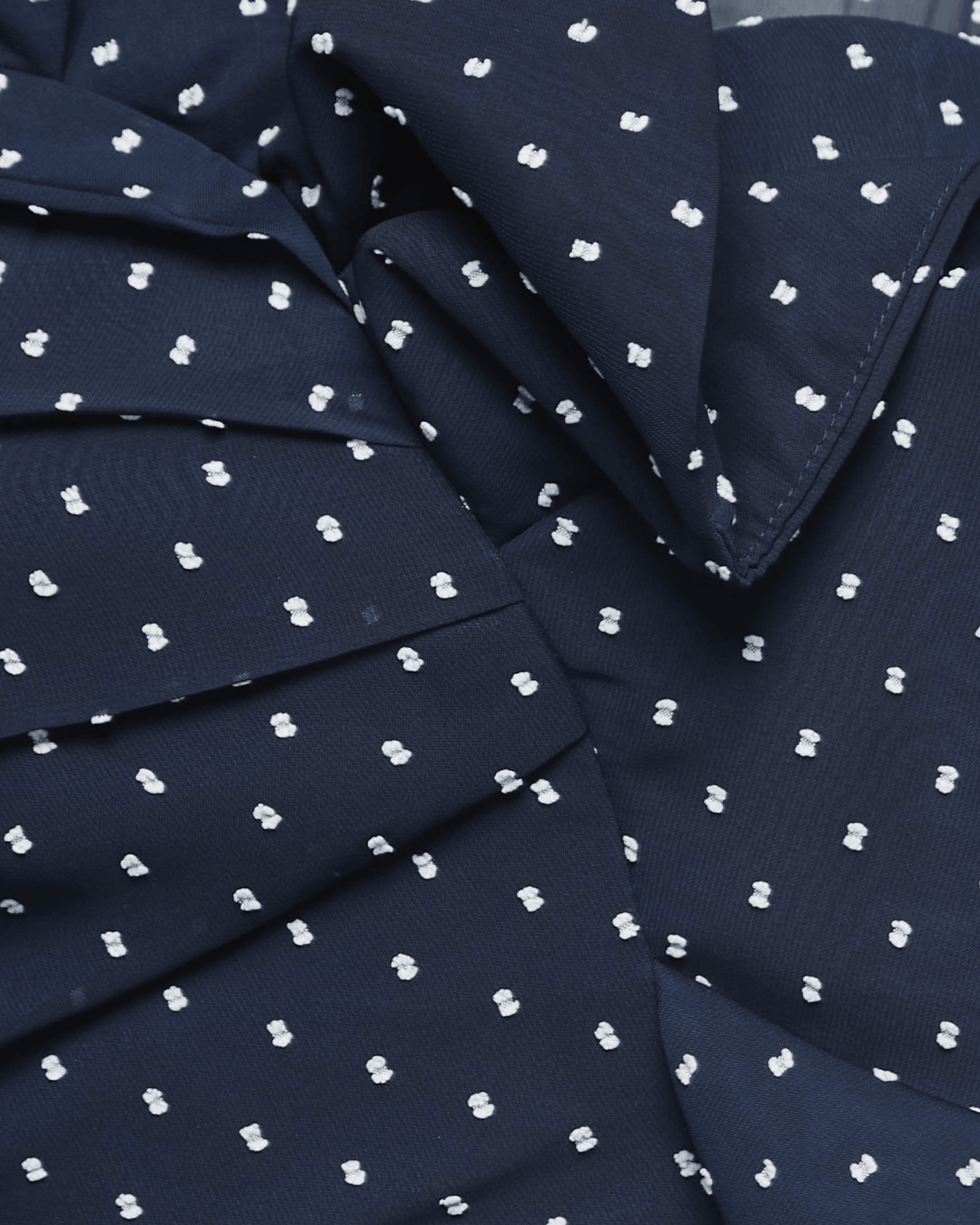 Navy Blue Swiss Dot Draped One Shoulder Blouse - Endless - UAE Rental and Resale for Women's Fashion