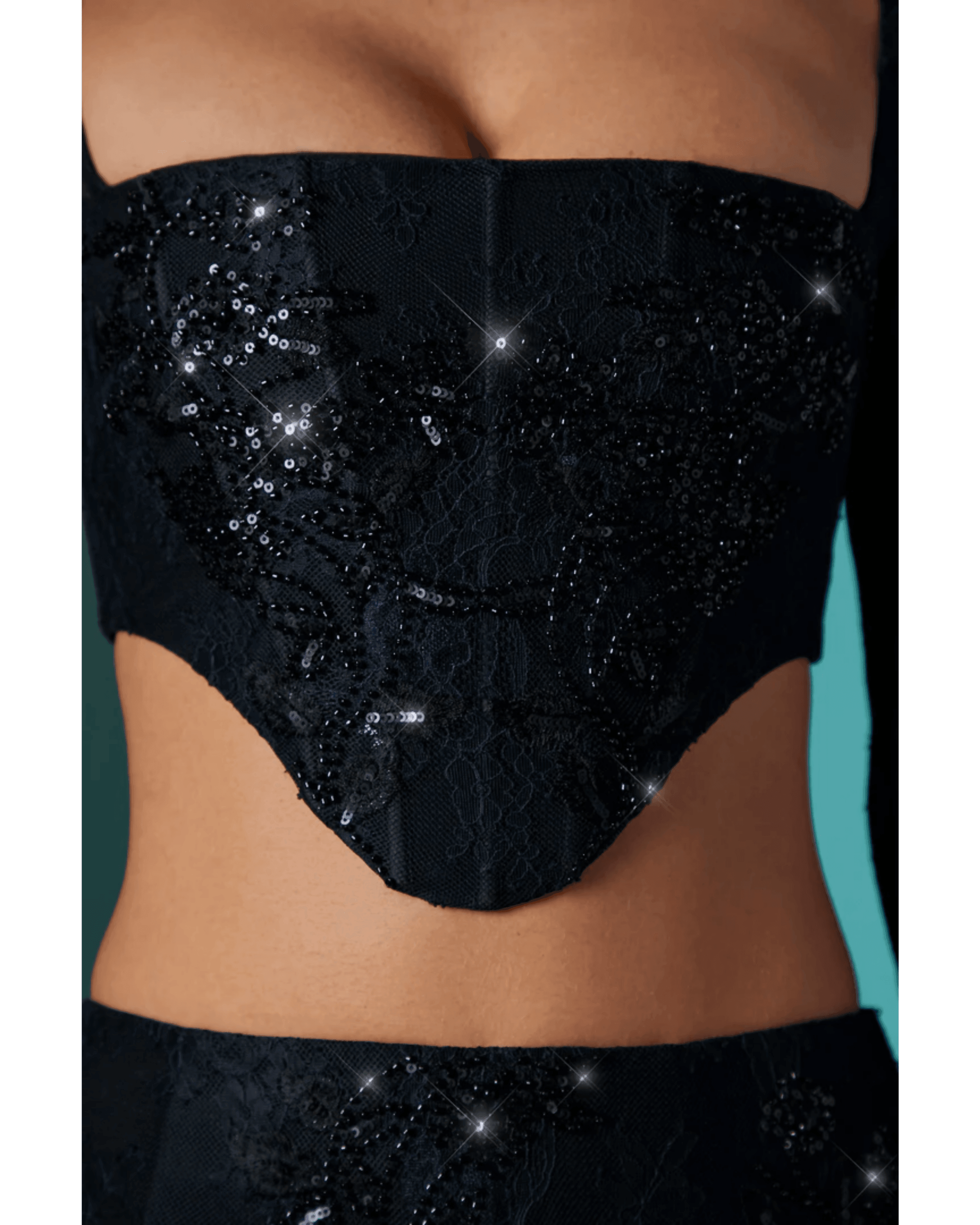 Neve Long Sleeve Corset Top & Romy Embellished Mini Skirt Set - Endless - UAE Rental and Resale for Women's Fashion
