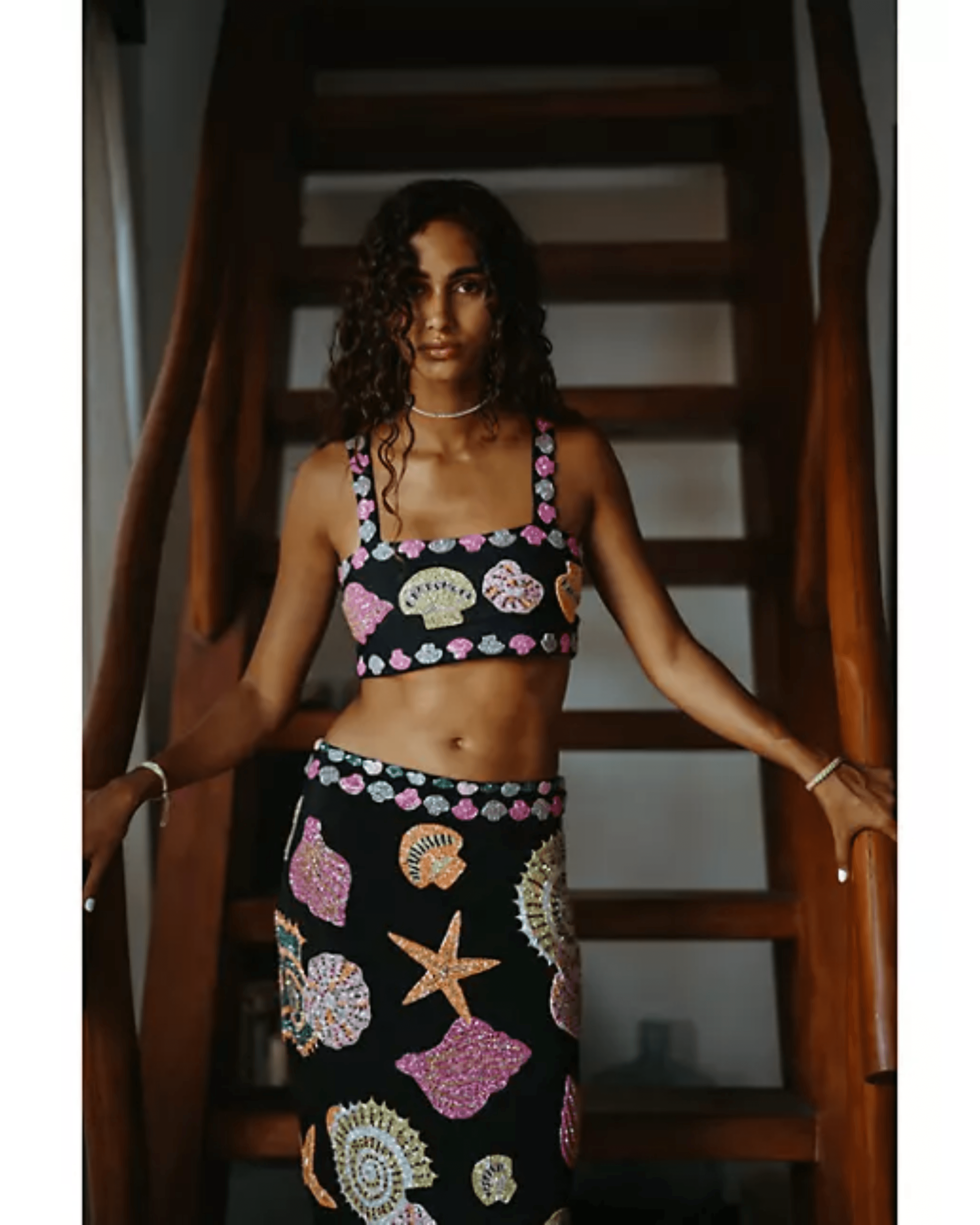 New York Seashell Hand-Beaded Co-ord Set - Endless - UAE Rental and Resale for Women's Fashion