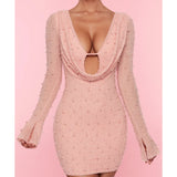 Nice Long Sleeve Deep Plunge Mini Dress - Endless - UAE Rental and Resale for Women's Fashion