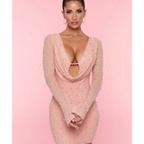 Nice Long Sleeve Deep Plunge Mini Dress - Endless - UAE Rental and Resale for Women's Fashion
