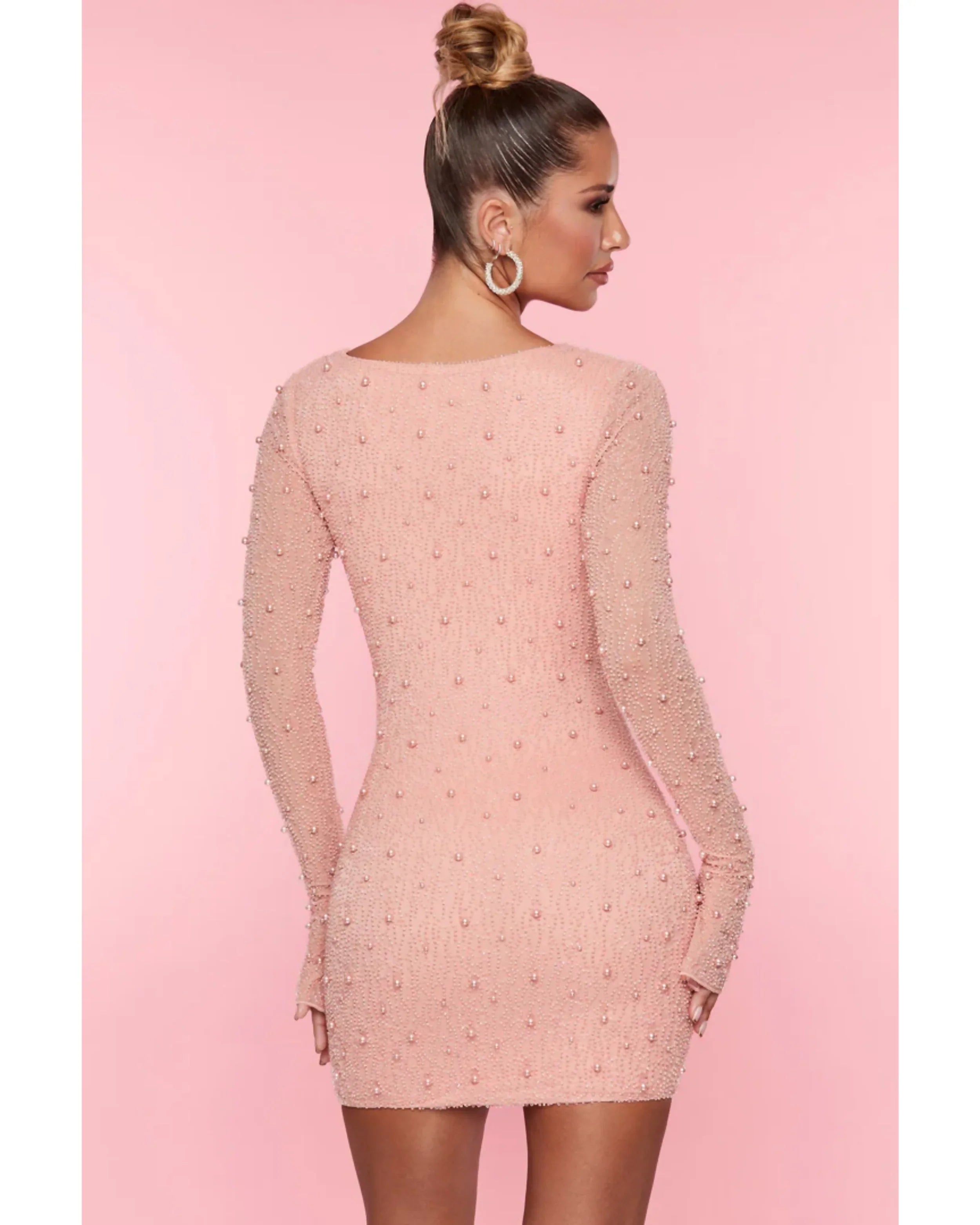 Nice Long Sleeve Deep Plunge Mini Dress - Endless - UAE Rental and Resale for Women's Fashion