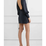 Night Out Open-back Cutout Ruched Satin Wrap Mini Dress - Endless - UAE Rental and Resale for Women's Fashion