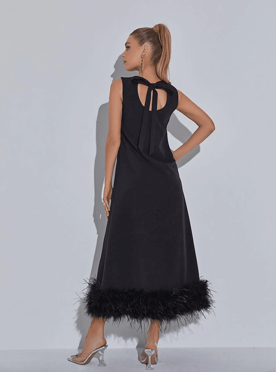 Nisha Feather Hem Sleeveless Party Dress - Endless - UAE Rental and Resale for Women's Fashion