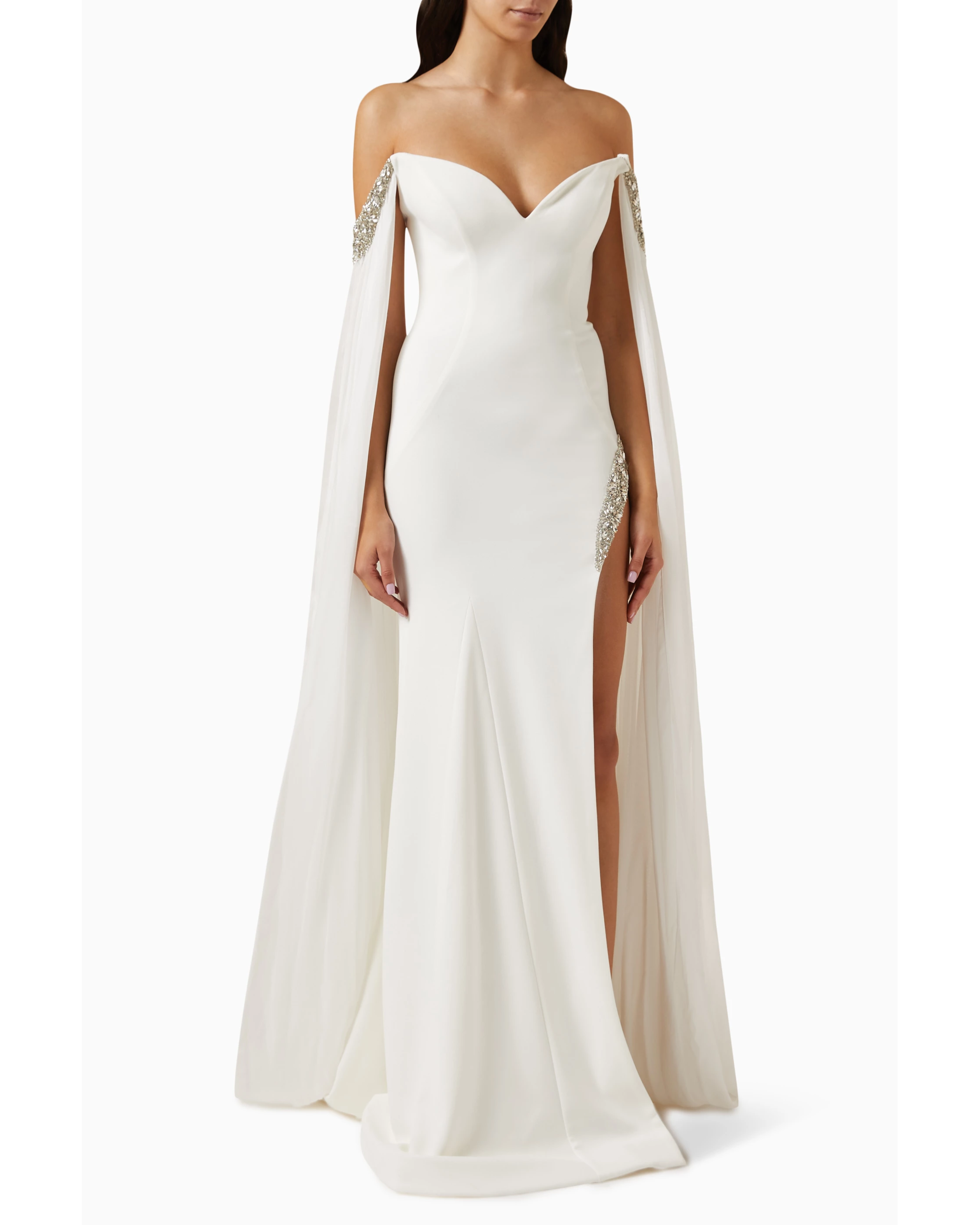Off-shoulder Cape-sleeve Mermaid Gown - Endless - UAE Rental and Resale for Women's Fashion