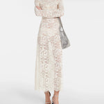 Off Shoulder Ivory Lace Maxi Dress - Endless - UAE Rental and Resale for Women's Fashion