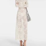 Off Shoulder Ivory Lace Maxi Dress - Endless - UAE Rental and Resale for Women's Fashion