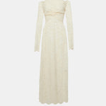 Off Shoulder Ivory Lace Maxi Dress - Endless - UAE Rental and Resale for Women's Fashion