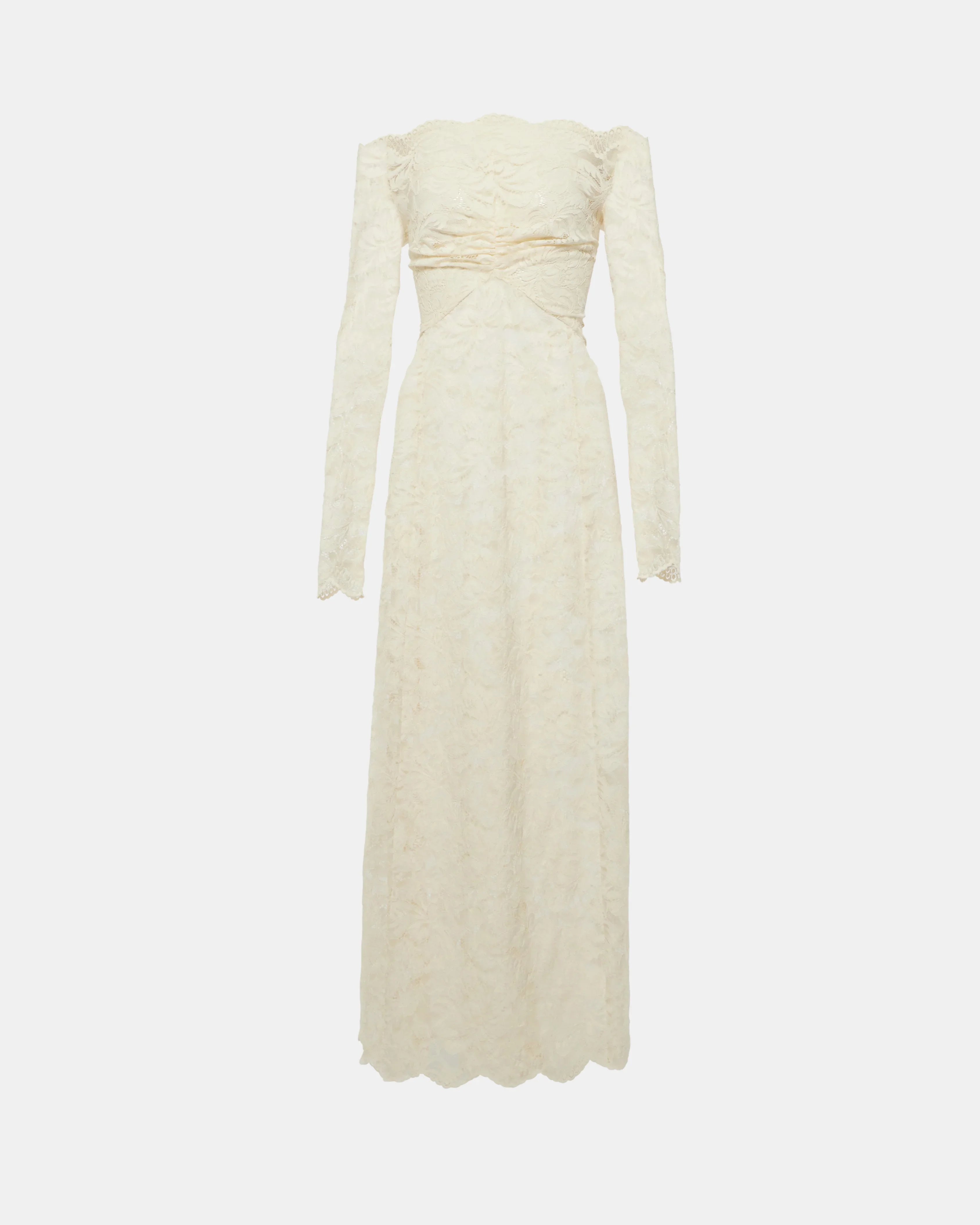 Off Shoulder Ivory Lace Maxi Dress - Endless - UAE Rental and Resale for Women's Fashion