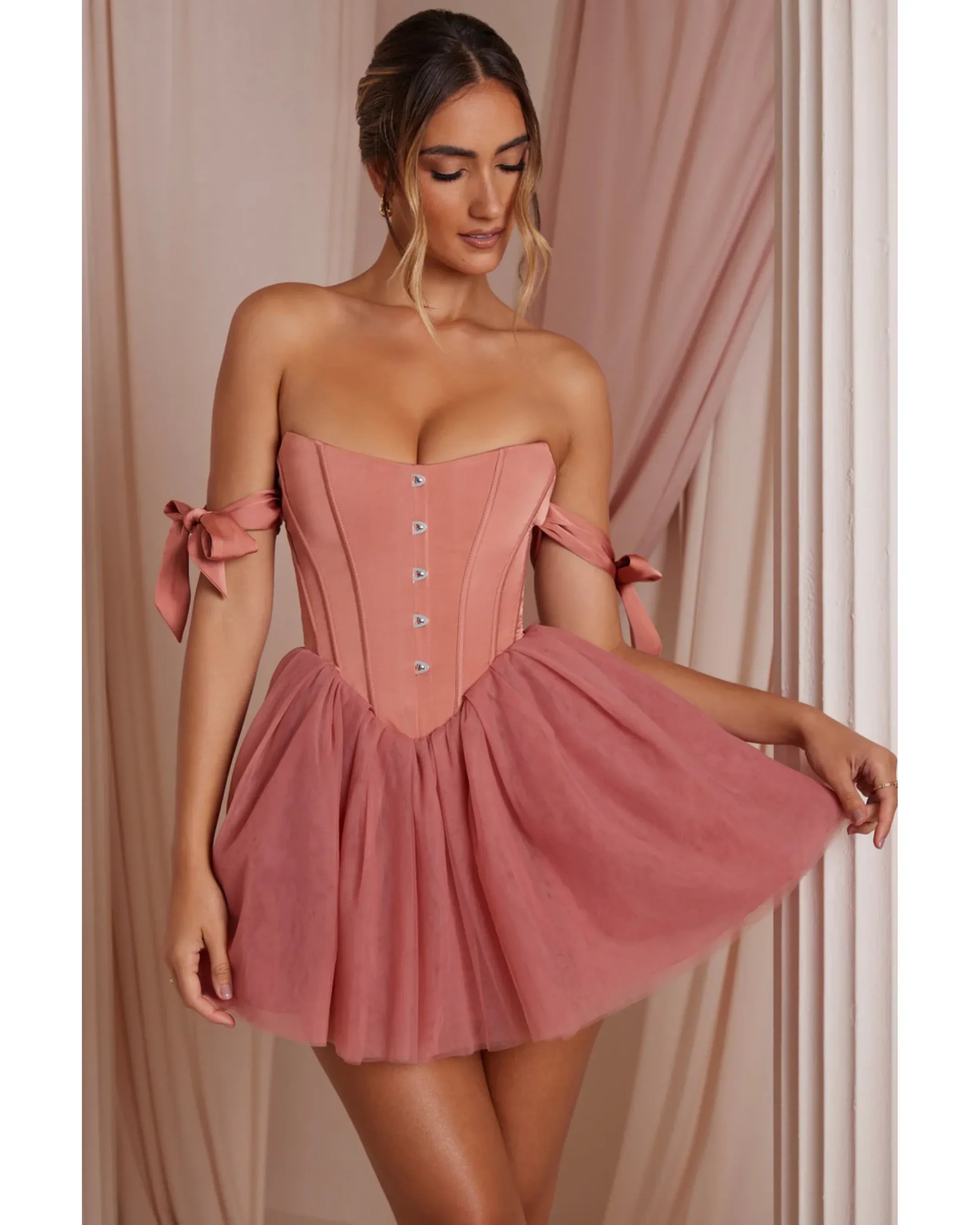 Off Shoulder Tulle Skirt Mini Dress - Endless - UAE Rental and Resale for Women's Fashion
