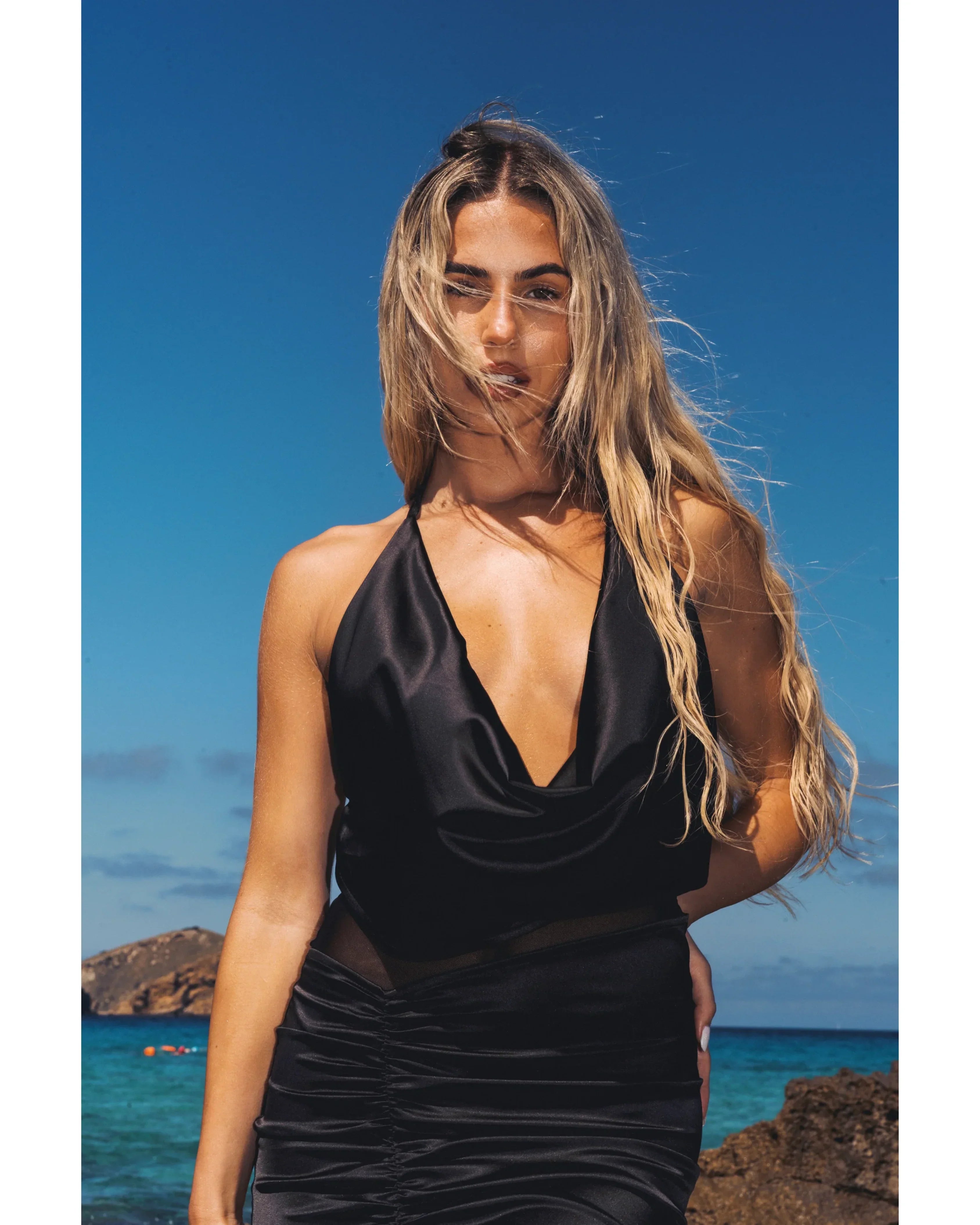 Onyx Drape Front Maxi Dress - Endless - UAE Rental and Resale for Women's Fashion