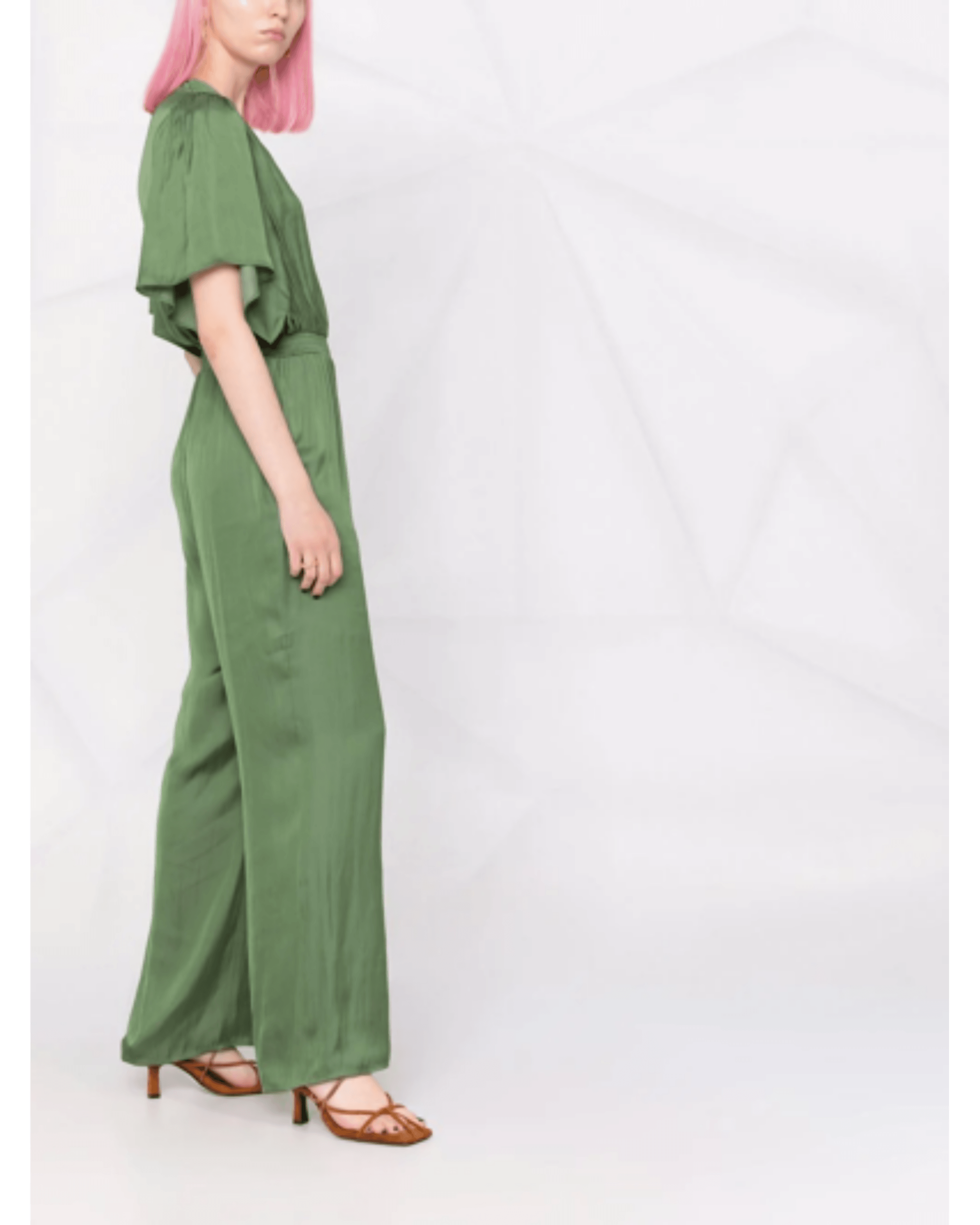Pachel Smocked-waist Satin Jumpsuit - Endless - UAE Rental and Resale for Women's Fashion