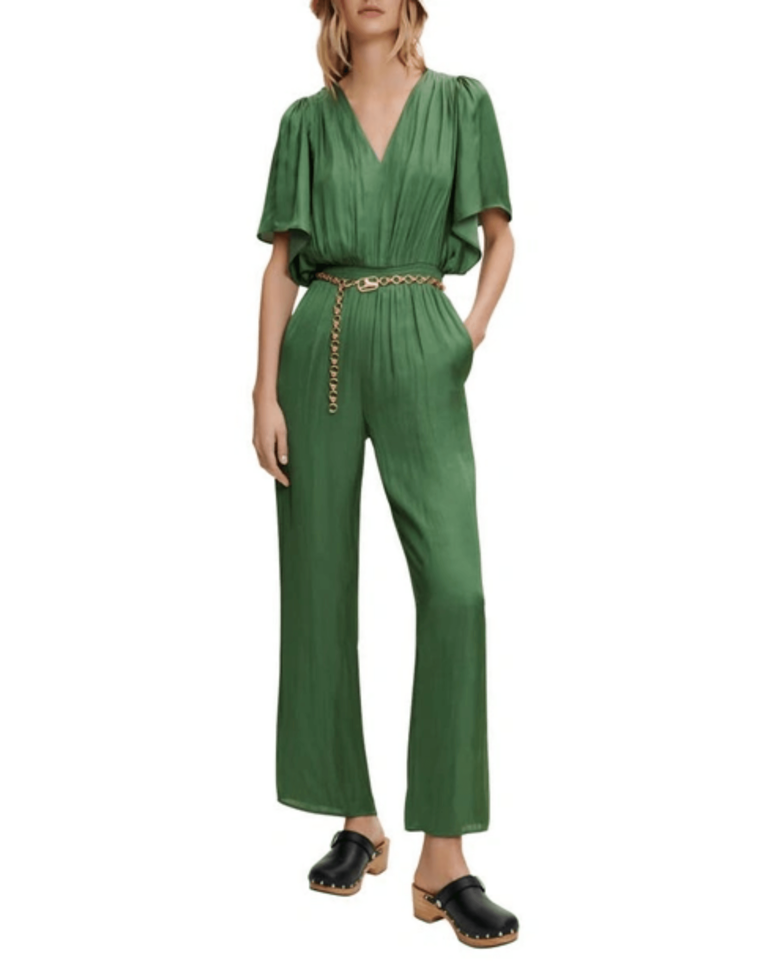 Pachel Smocked-waist Satin Jumpsuit - Endless - UAE Rental and Resale for Women's Fashion