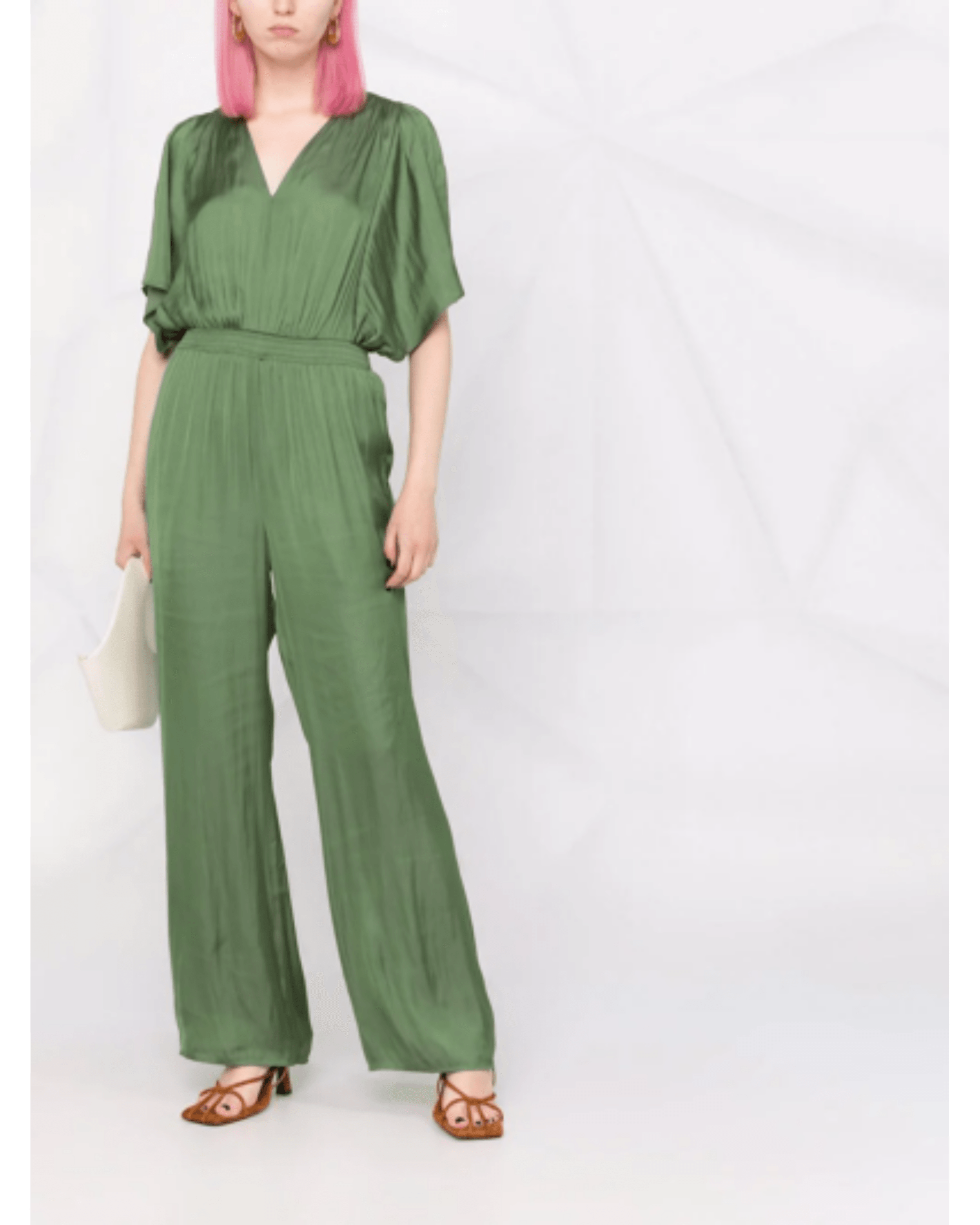 Pachel Smocked-waist Satin Jumpsuit - Endless - UAE Rental and Resale for Women's Fashion