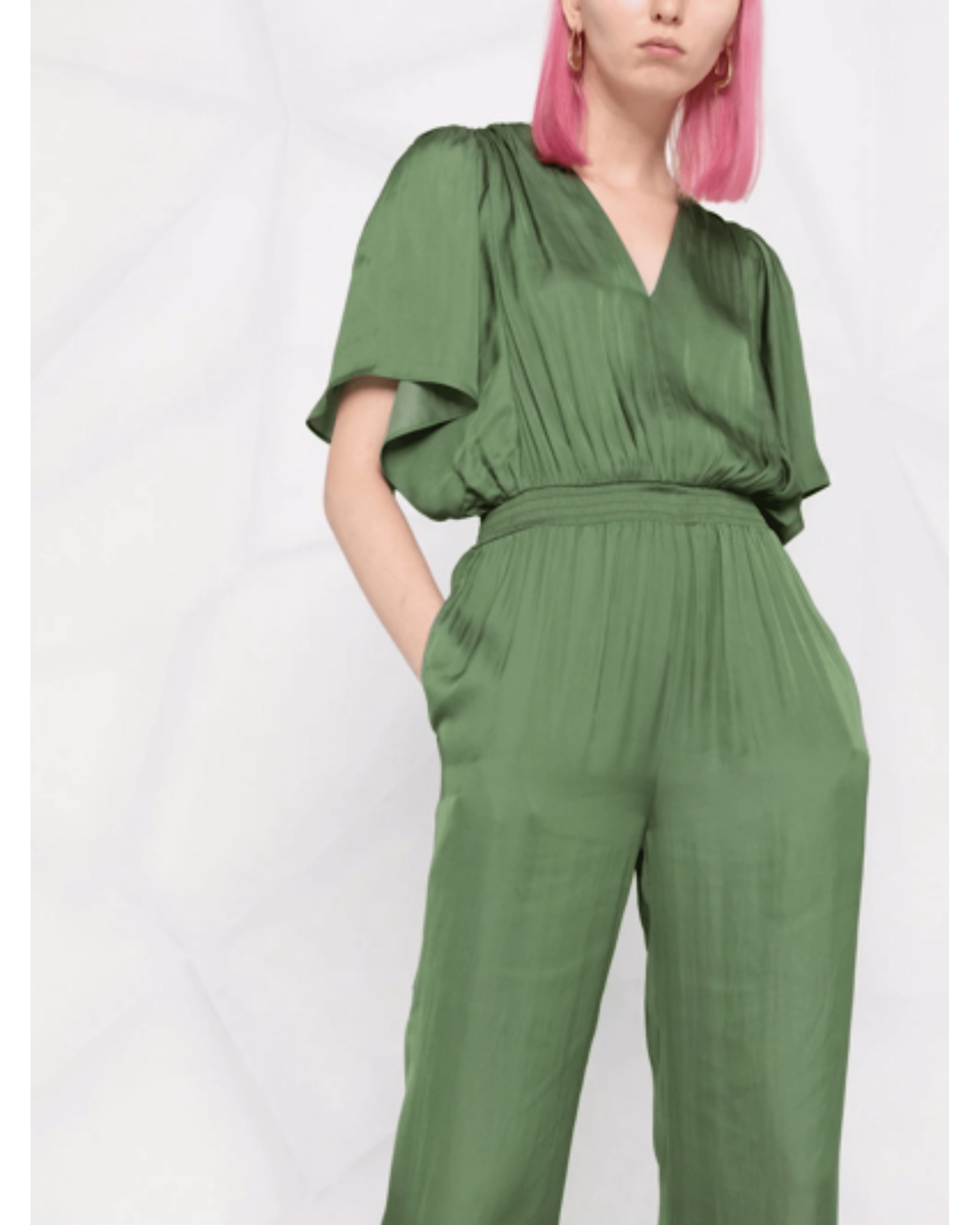 Pachel Smocked-waist Satin Jumpsuit - Endless - UAE Rental and Resale for Women's Fashion