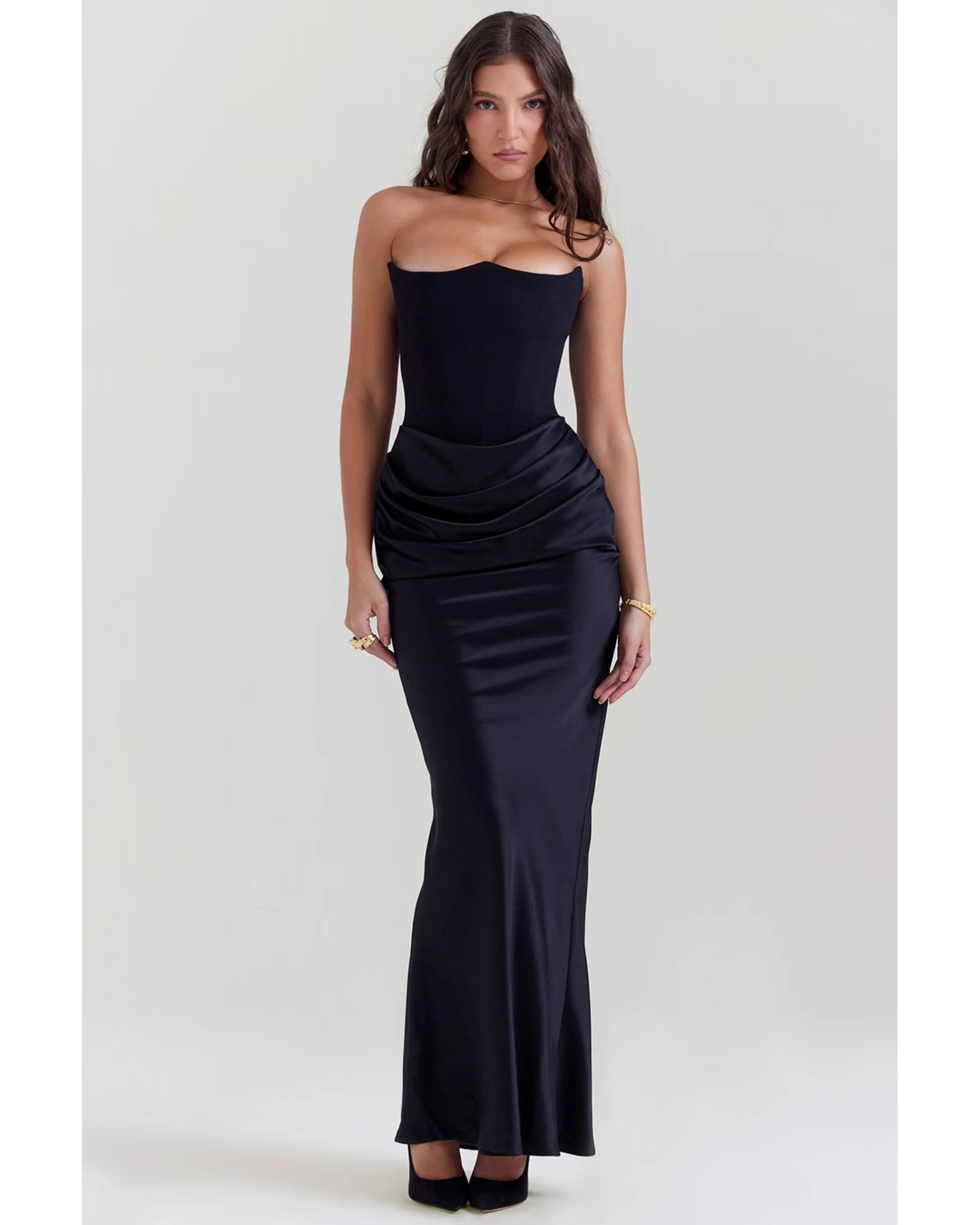 Persephone Black Strapless Corset Dress - Endless - UAE Rental and Resale for Women's Fashion
