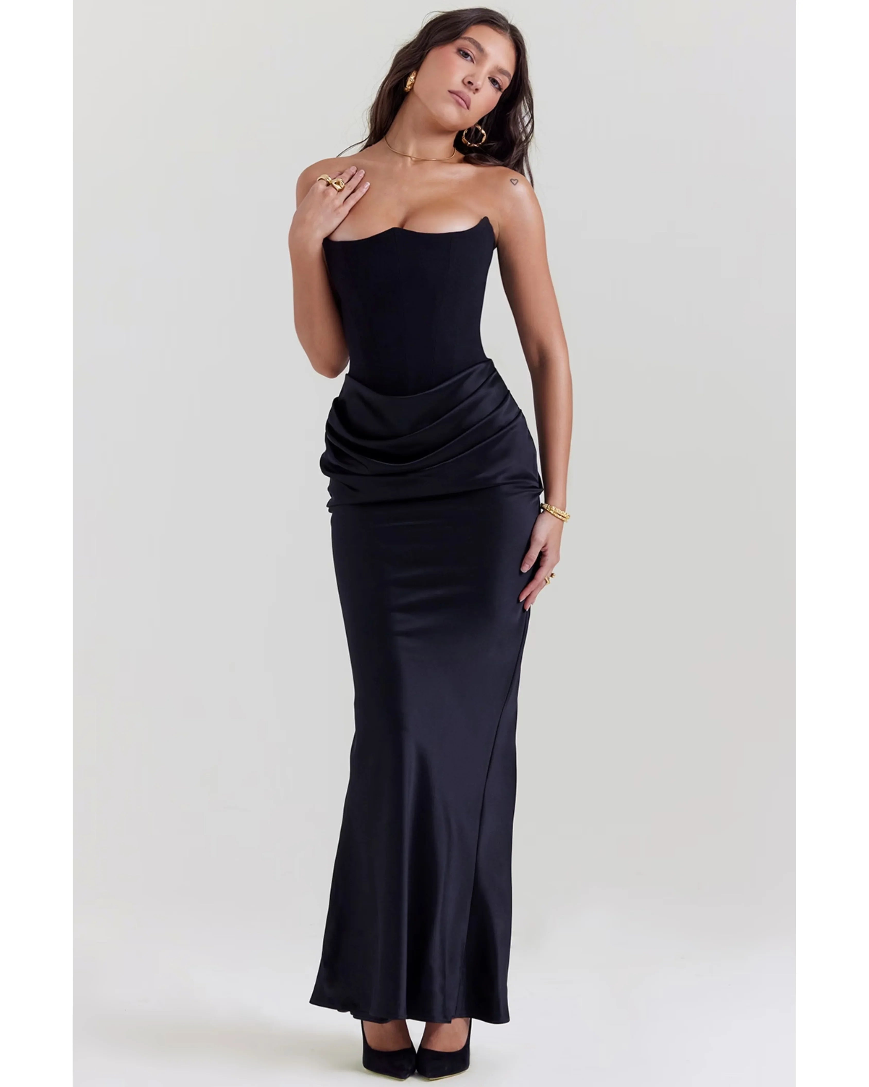 Persephone Black Strapless Corset Dress - Endless - UAE Rental and Resale for Women's Fashion