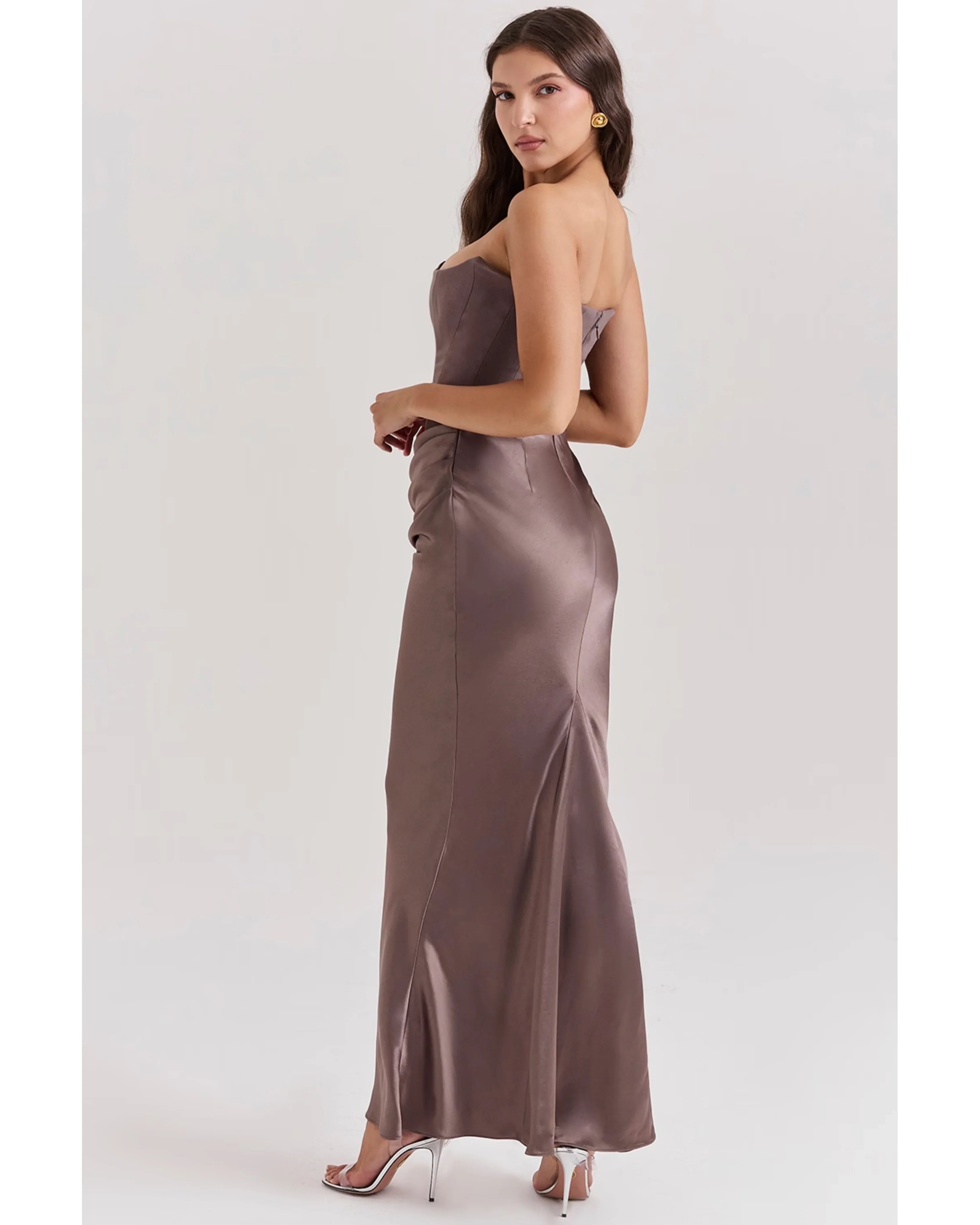 Persephone Smoke Strapless Corset Maxi Dress - Endless - UAE Rental and Resale for Women's Fashion