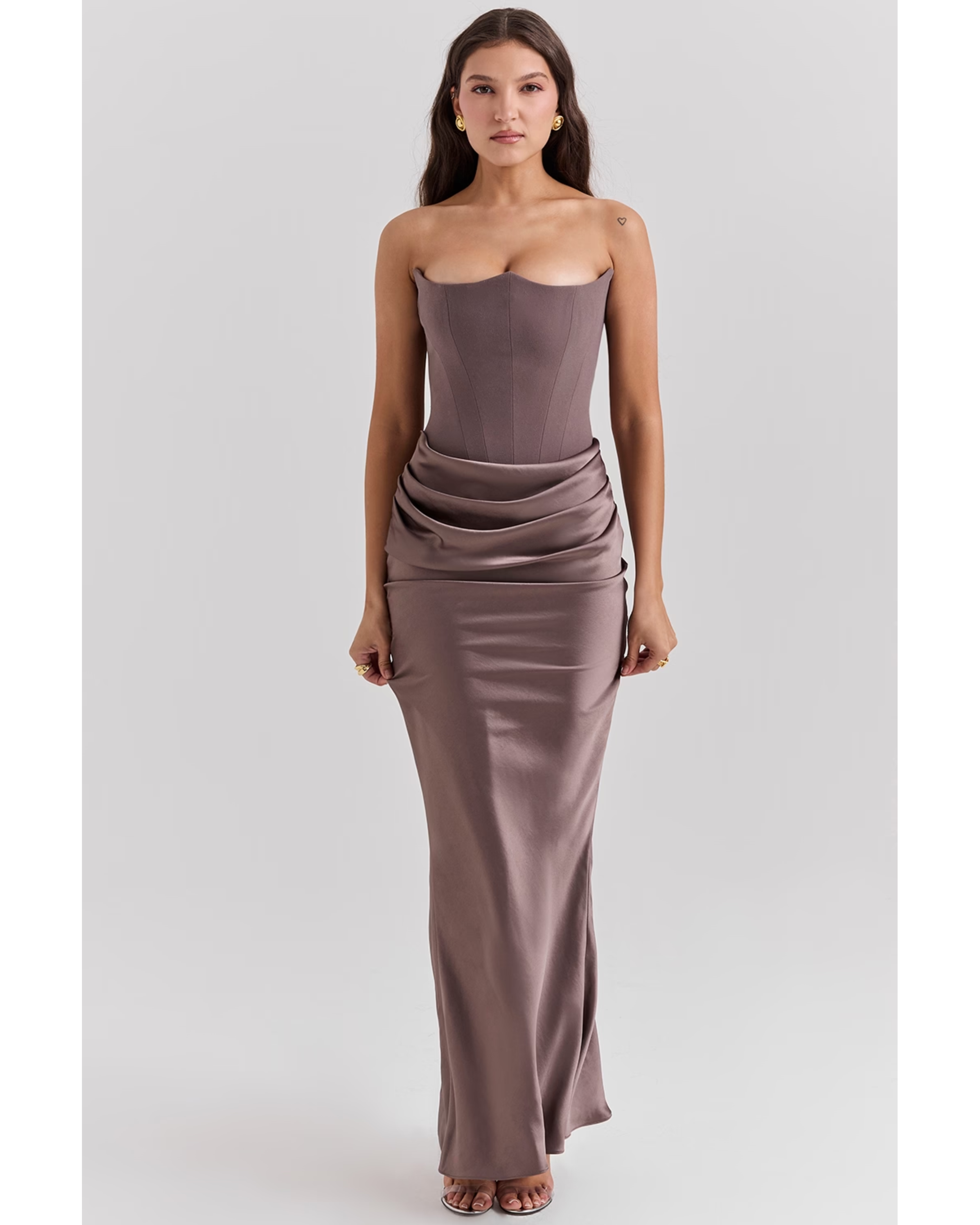 Persephone Smoke Strapless Corset Maxi Dress - Endless - UAE Rental and Resale for Women's Fashion