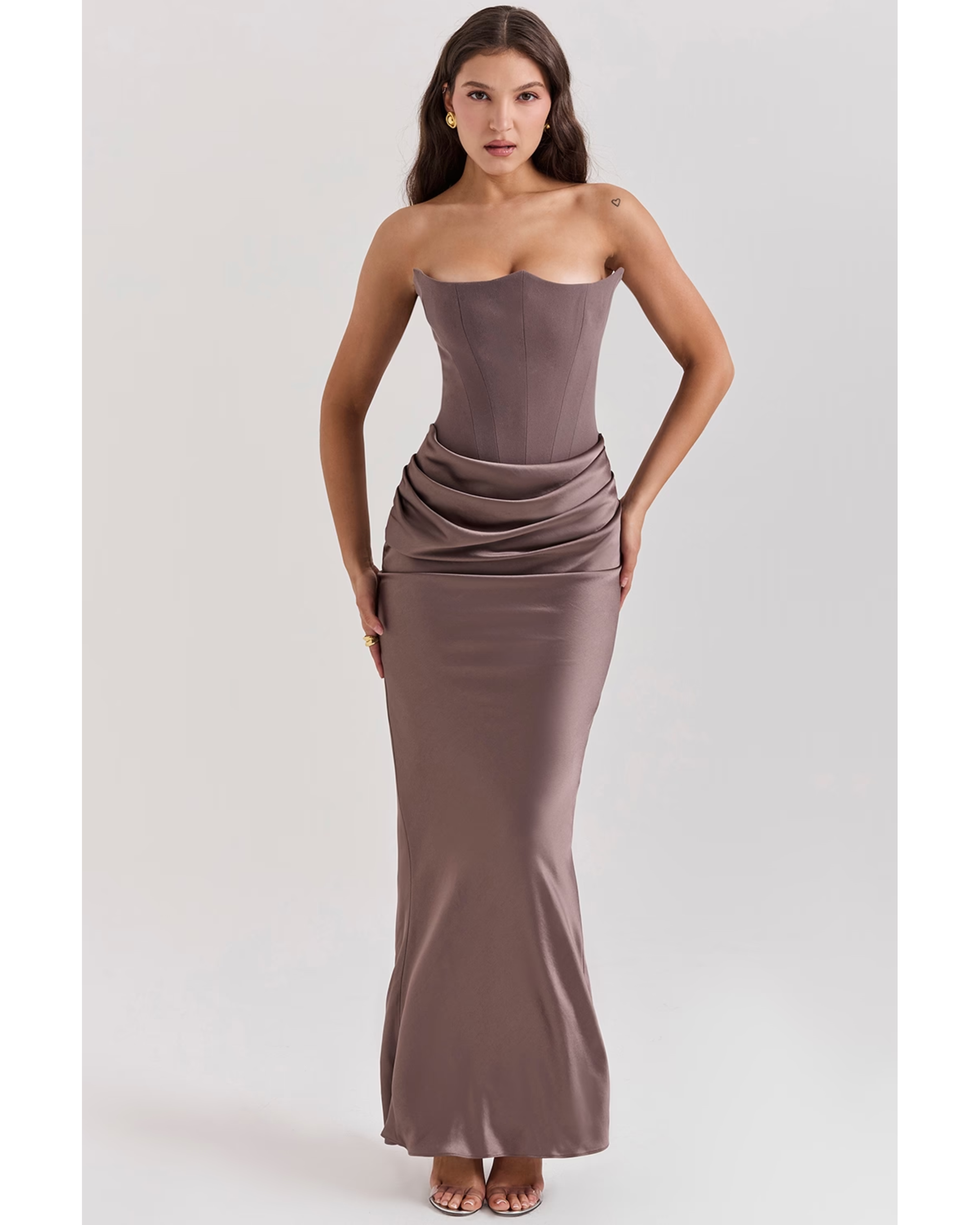 Persephone Smoke Strapless Corset Maxi Dress - Endless - UAE Rental and Resale for Women's Fashion