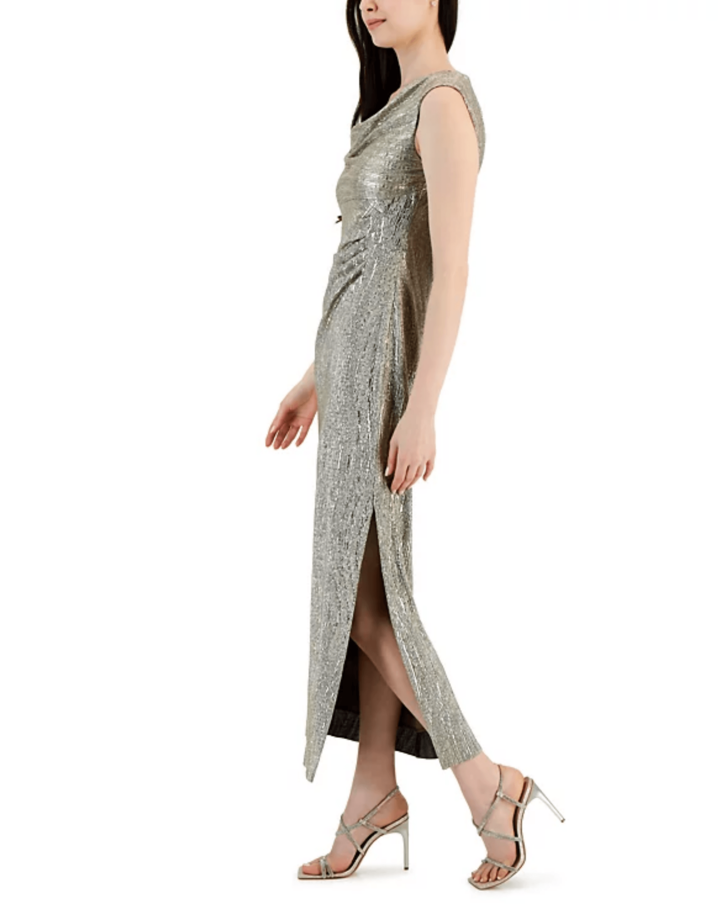 Petite Cowlneck Metallic Gown - Endless - UAE Rental and Resale for Women's Fashion