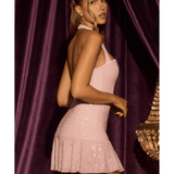 Phaedra Embellished Halterneck A-Line Mini Dress - Endless - UAE Rental and Resale for Women's Fashion